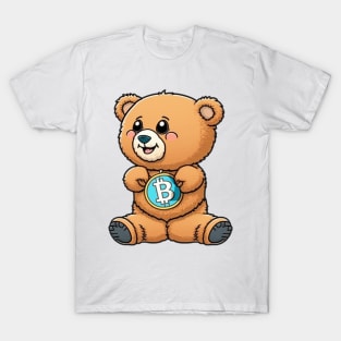 Cartoon Teddy Bear with a Bitcoin Coin T-Shirt